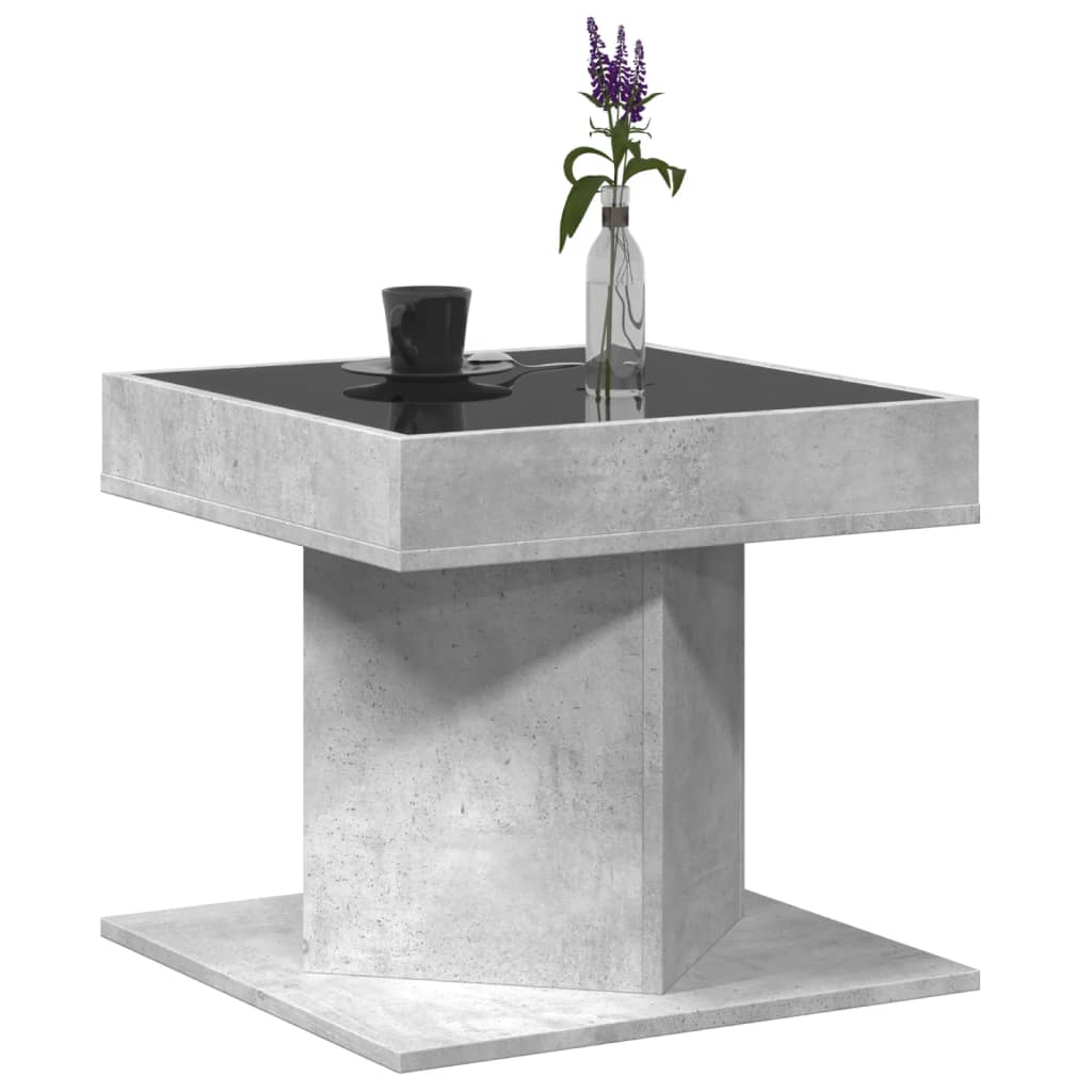 Coffee Table with LED Concrete Grey 50x50x45 cm Engineered Wood