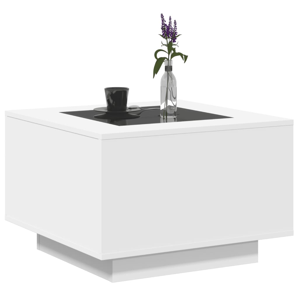 Coffee Table with LED White 60x60x40 cm Engineered Wood