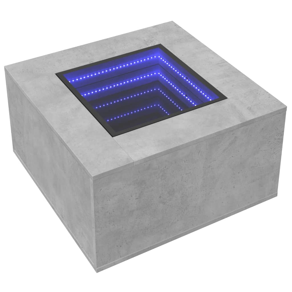 Coffee Table with LED Concrete Grey 60x60x40 cm Engineered Wood