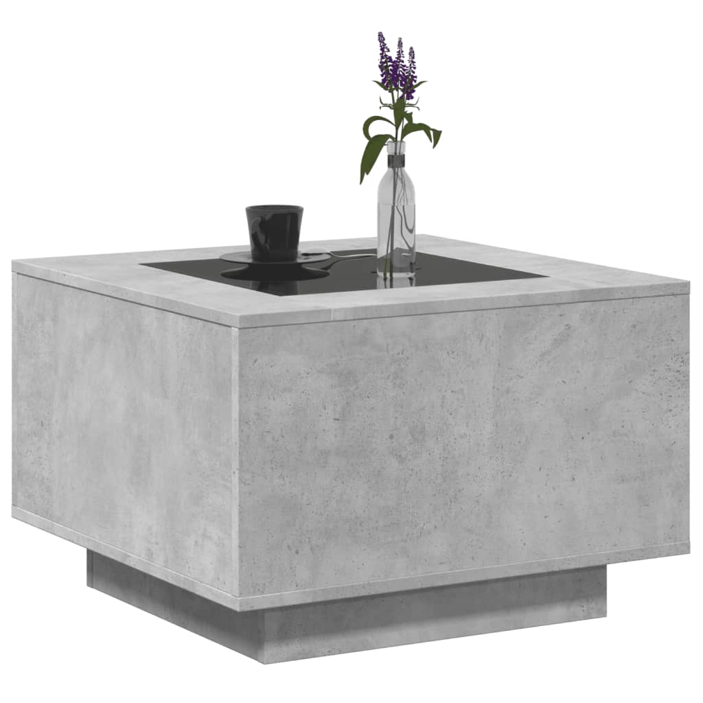 Coffee Table with LED Concrete Grey 60x60x40 cm Engineered Wood
