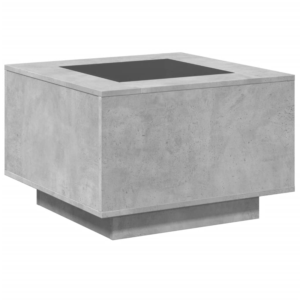 Coffee Table with LED Concrete Grey 60x60x40 cm Engineered Wood
