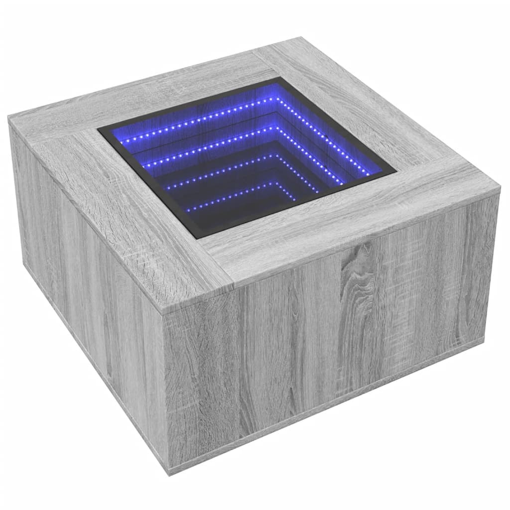 Coffee Table with LED Grey Sonoma 60x60x40 cm Engineered Wood