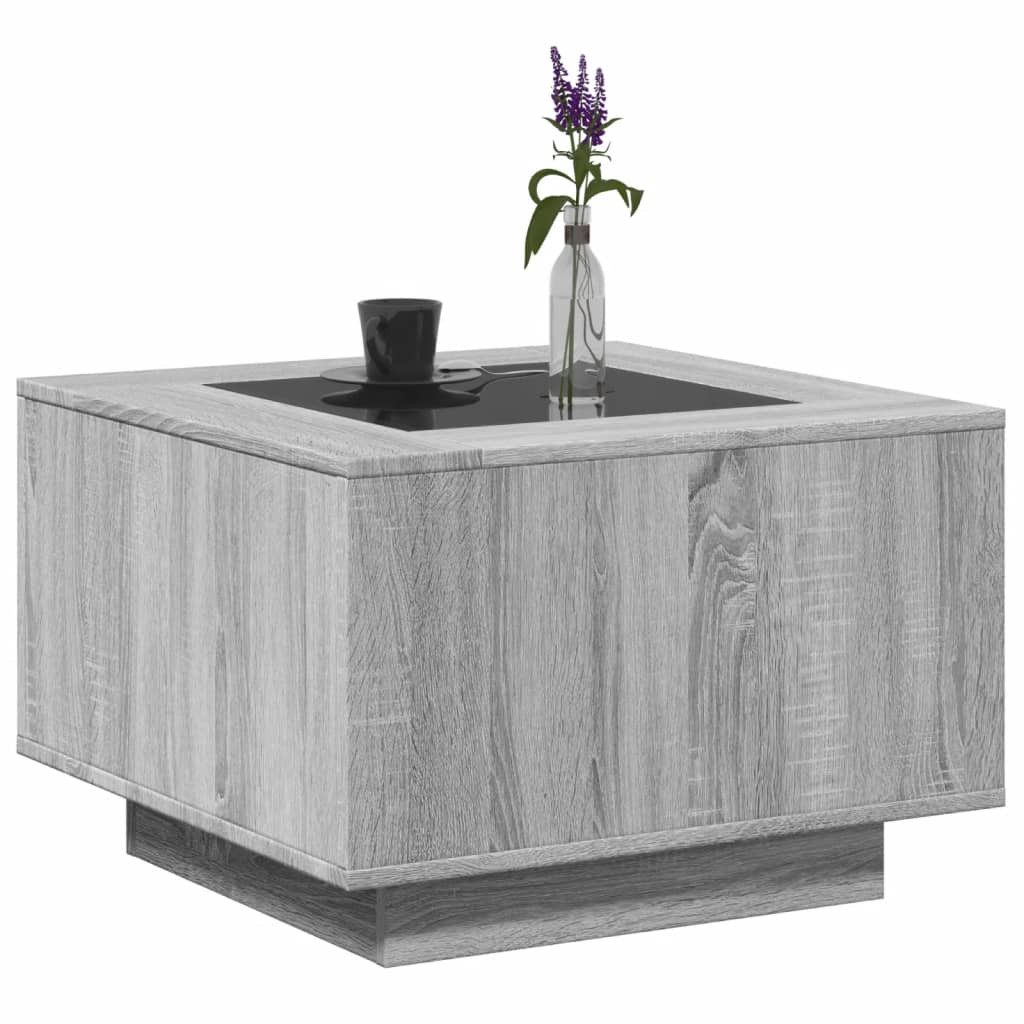 Coffee Table with LED Grey Sonoma 60x60x40 cm Engineered Wood
