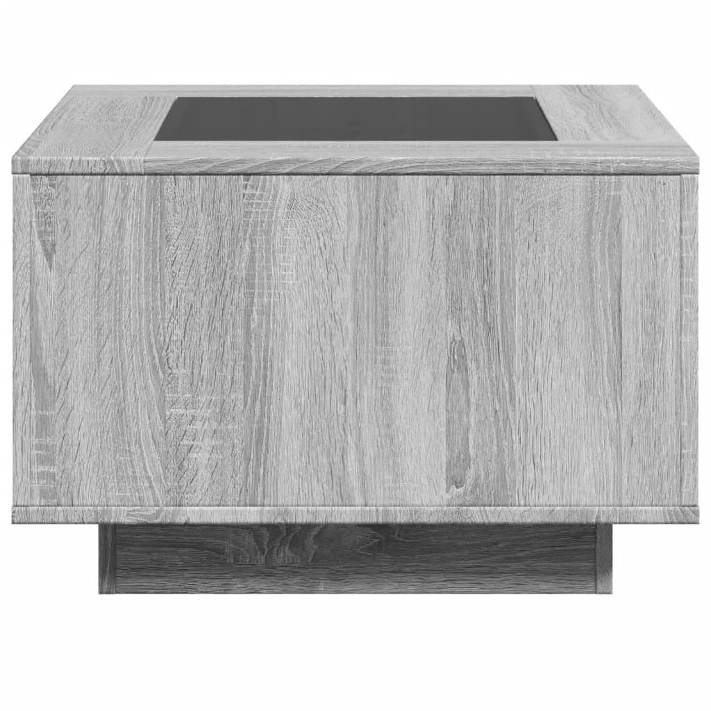 Coffee Table with LED Grey Sonoma 60x60x40 cm Engineered Wood