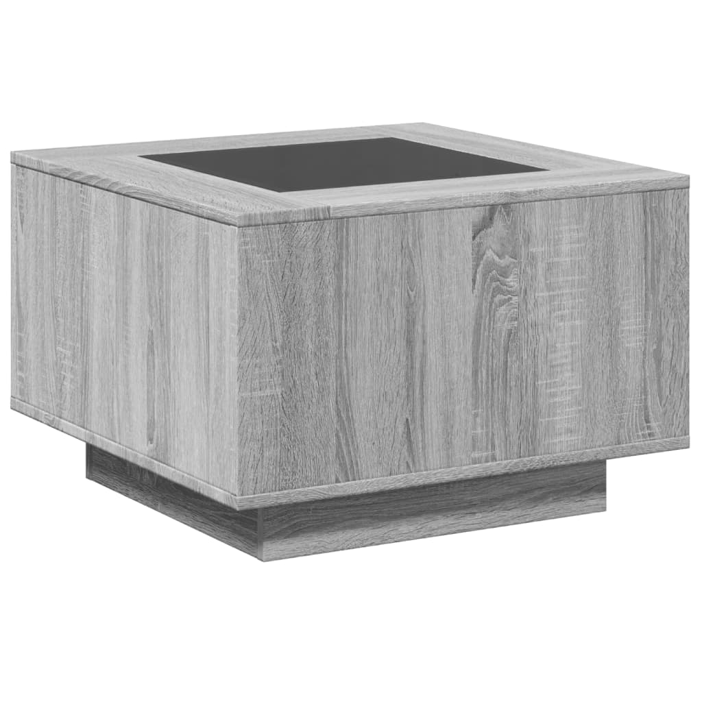 Coffee Table with LED Grey Sonoma 60x60x40 cm Engineered Wood