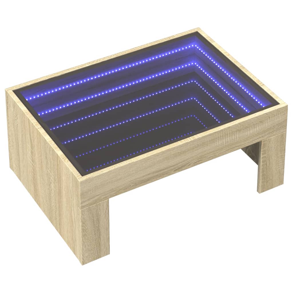 Coffee Table with Infinity LED Sonoma Oak 70x50x30 cm