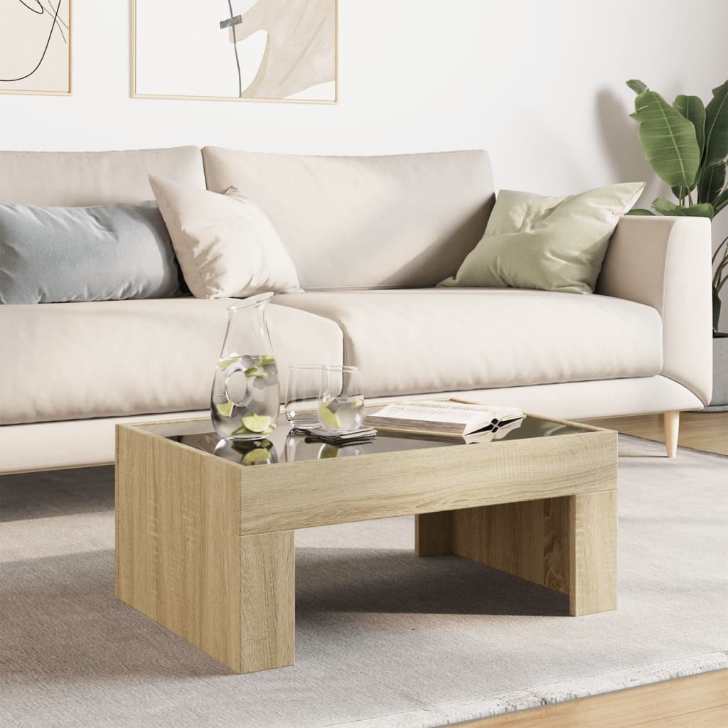 Coffee Table with Infinity LED Sonoma Oak 70x50x30 cm