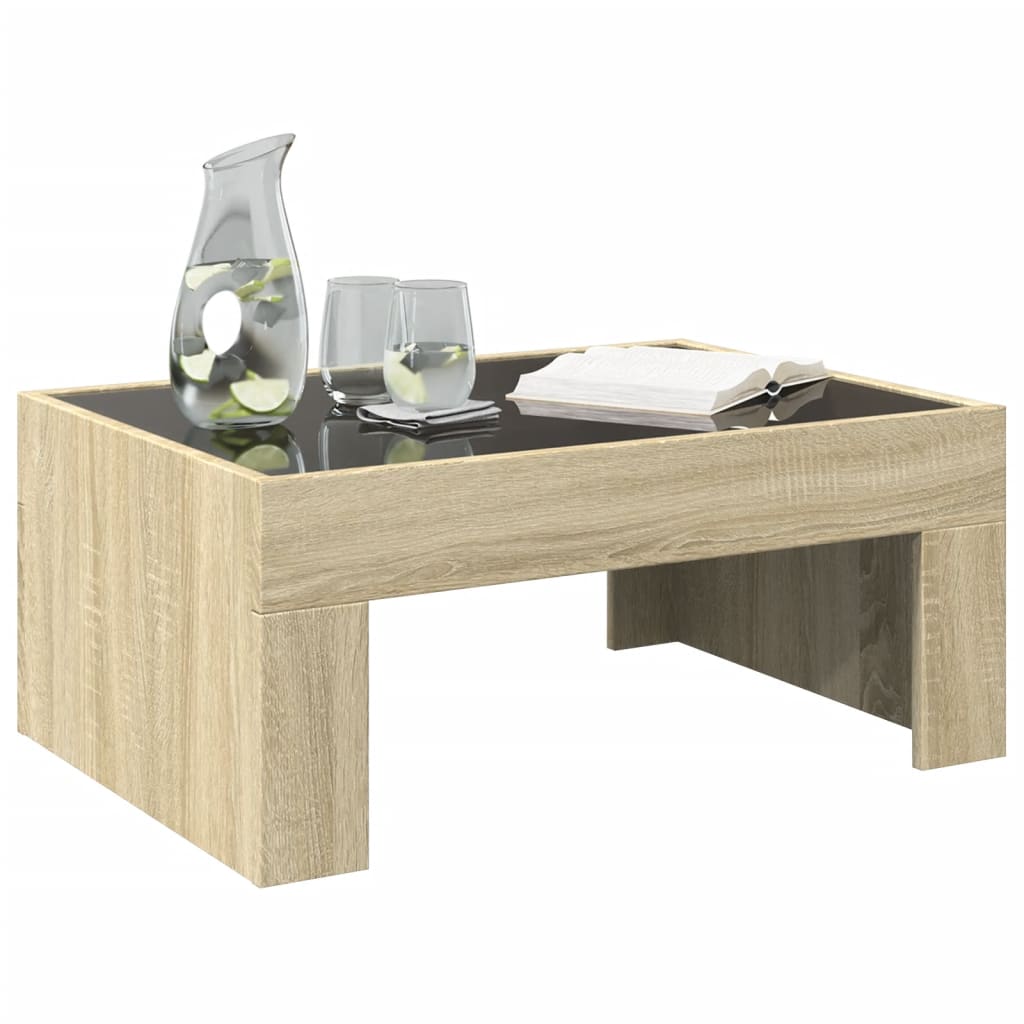 Coffee Table with Infinity LED Sonoma Oak 70x50x30 cm