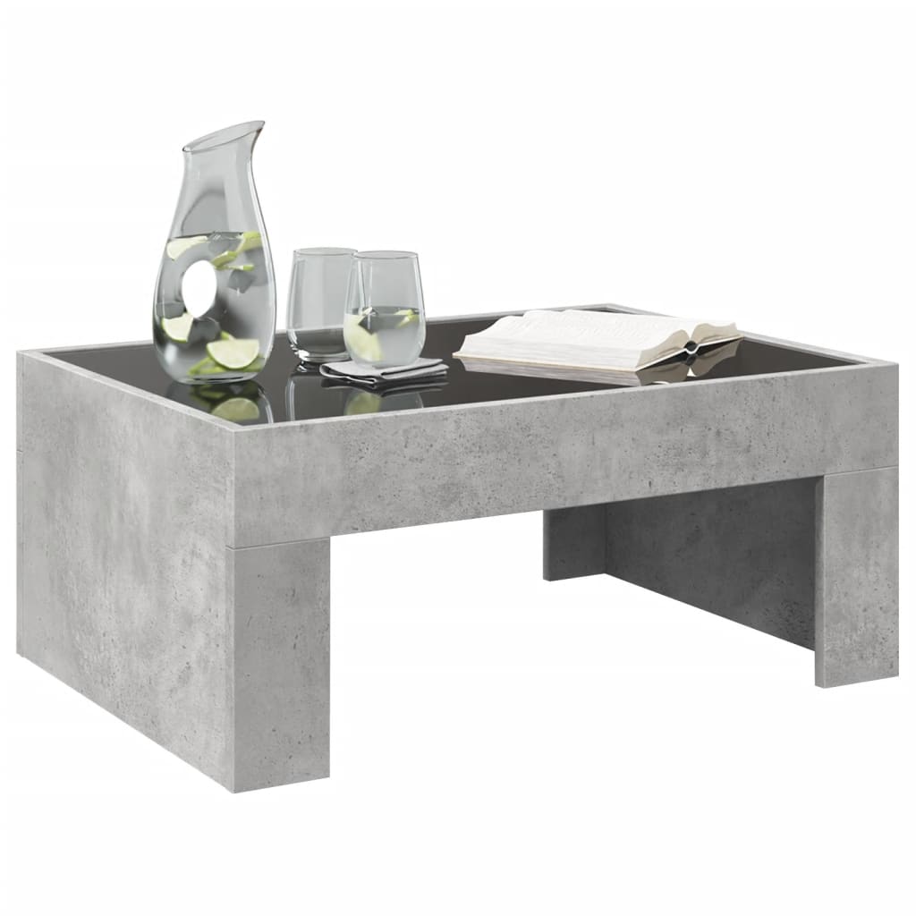 Coffee Table with Infinity LED Concrete Grey 70x50x30 cm