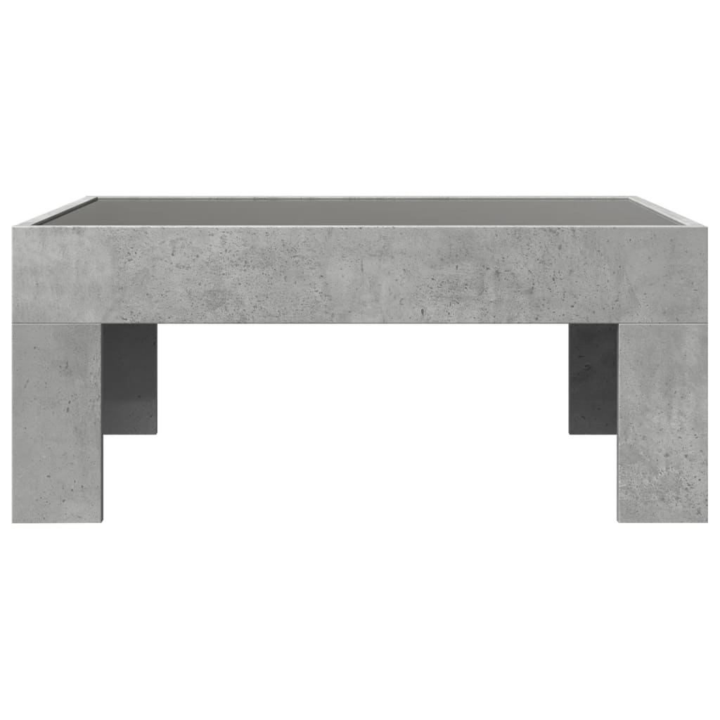 Coffee Table with Infinity LED Concrete Grey 70x50x30 cm