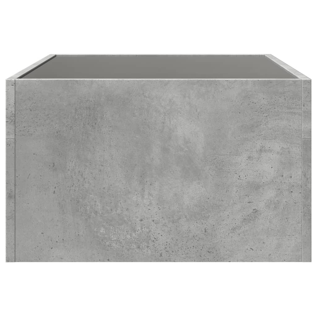 Coffee Table with Infinity LED Concrete Grey 70x50x30 cm