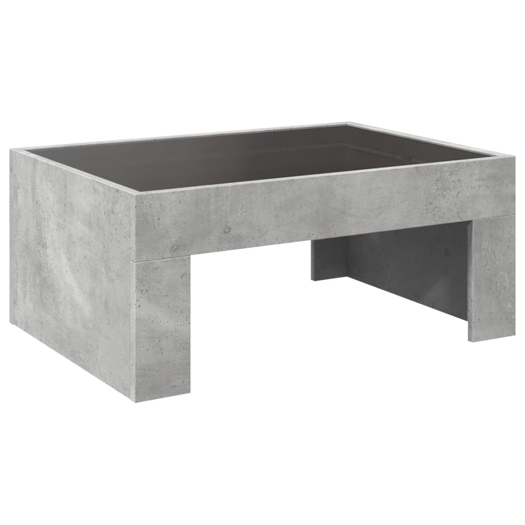 Coffee Table with Infinity LED Concrete Grey 70x50x30 cm