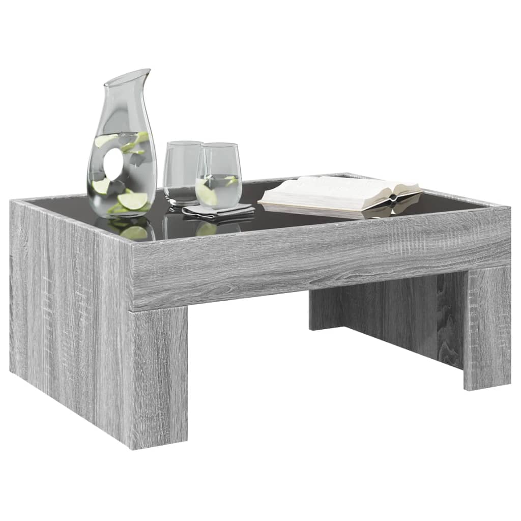 Coffee Table with Infinity LED Grey Sonoma 70x50x30 cm