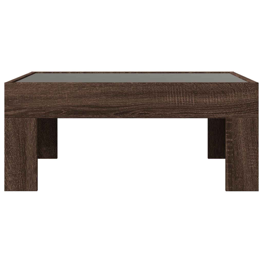 Coffee Table with Infinity LED Brown Oak 70x50x30 cm