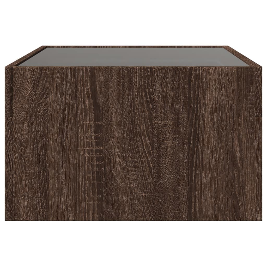 Coffee Table with Infinity LED Brown Oak 70x50x30 cm