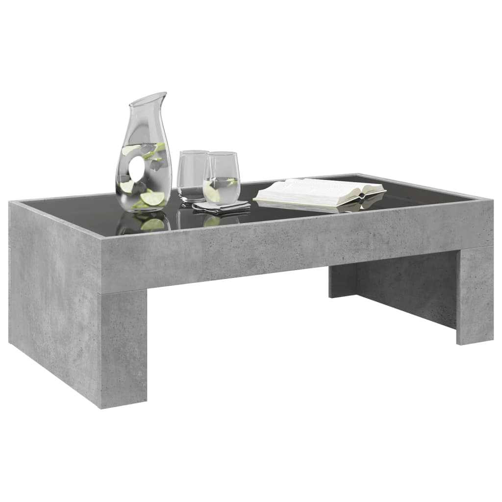 Coffee Table with Infinity LED Concrete Grey 90x50x30 cm