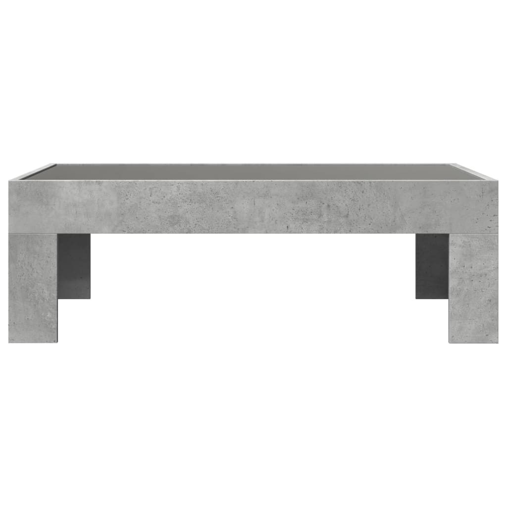 Coffee Table with Infinity LED Concrete Grey 90x50x30 cm