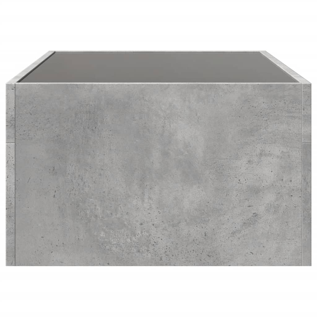 Coffee Table with Infinity LED Concrete Grey 90x50x30 cm