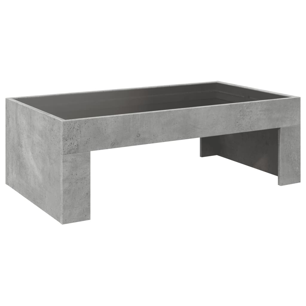 Coffee Table with Infinity LED Concrete Grey 90x50x30 cm