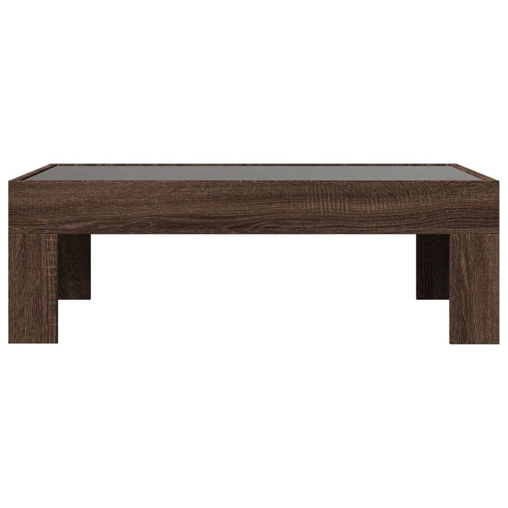 Coffee Table with Infinity LED Brown Oak 90x50x30 cm