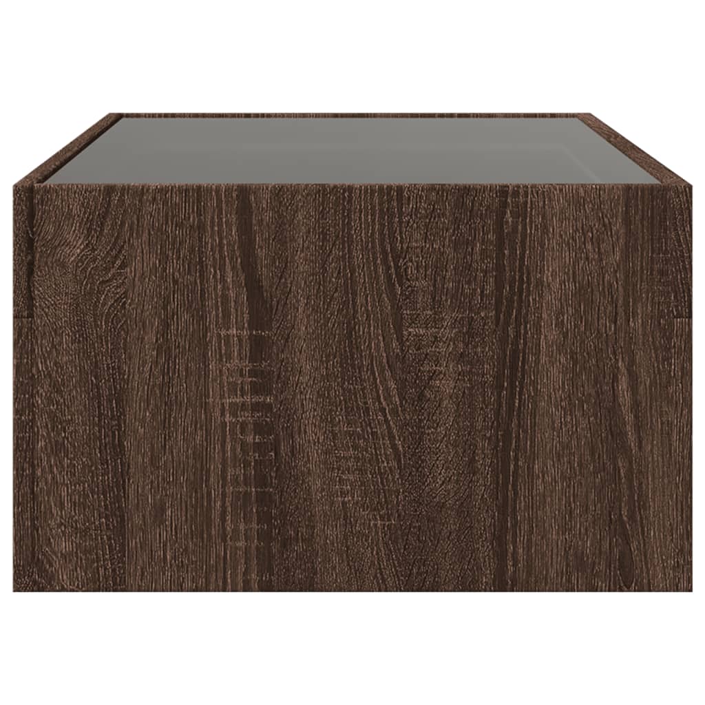 Coffee Table with Infinity LED Brown Oak 90x50x30 cm