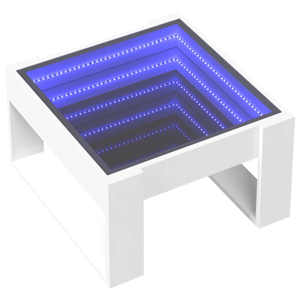 Coffee Table with Infinity LED White 50x53x30 cm