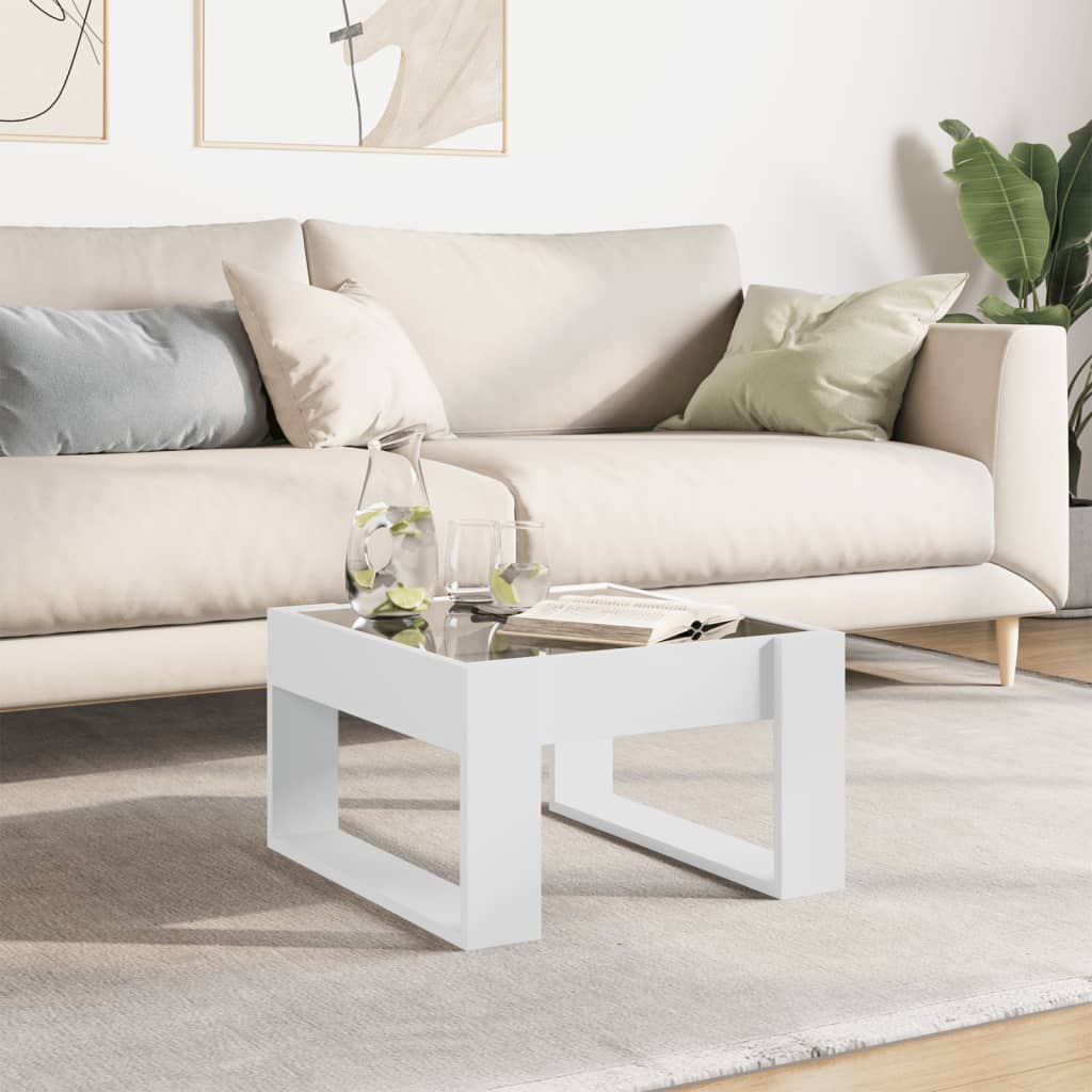 Coffee Table with Infinity LED White 50x53x30 cm