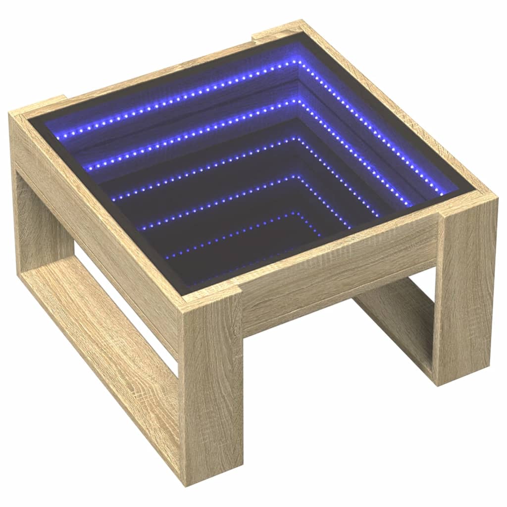 Coffee Table with Infinity LED Sonoma Oak 50x53x30 cm