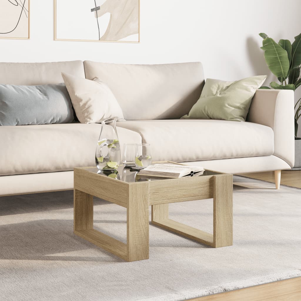Coffee Table with Infinity LED Sonoma Oak 50x53x30 cm