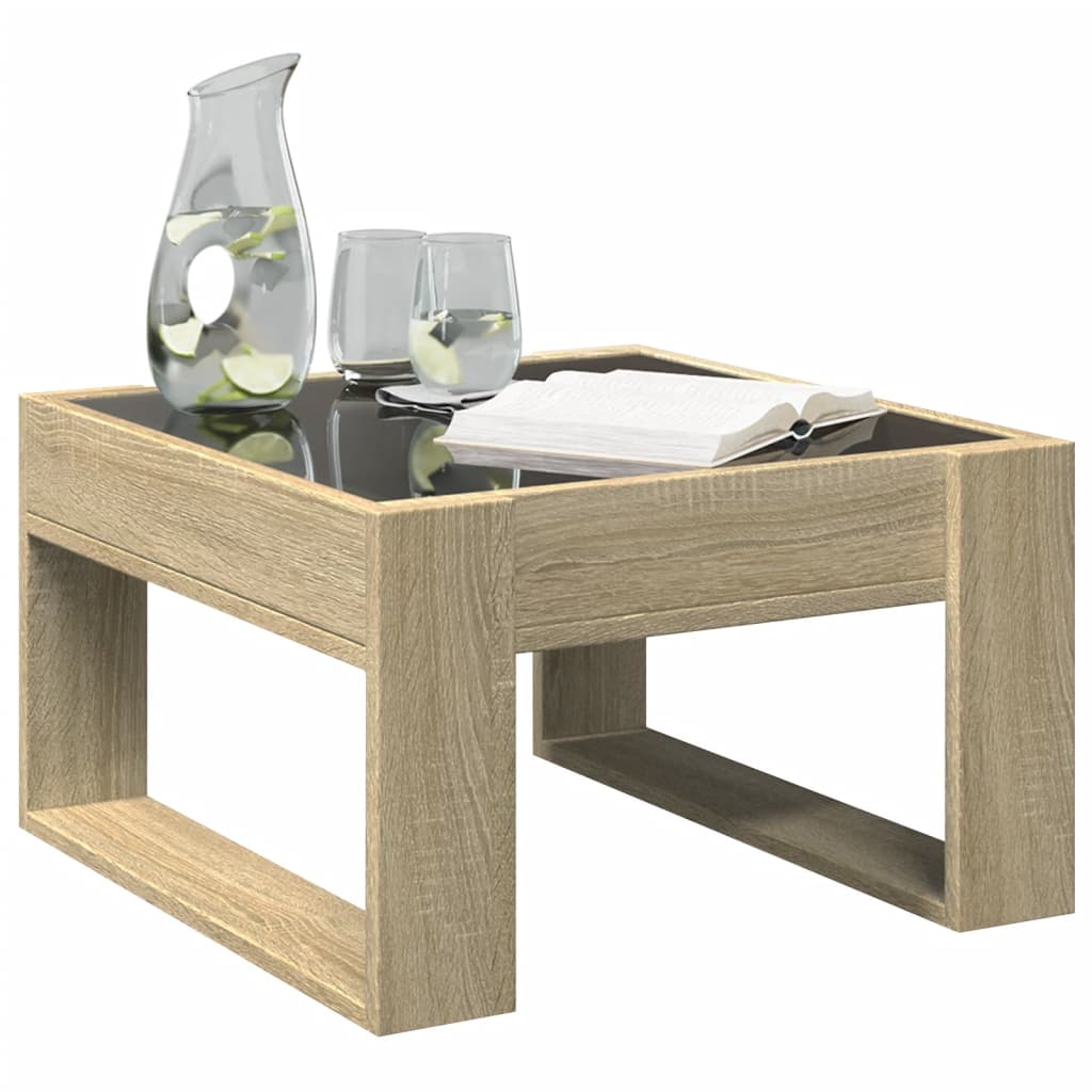 Coffee Table with Infinity LED Sonoma Oak 50x53x30 cm