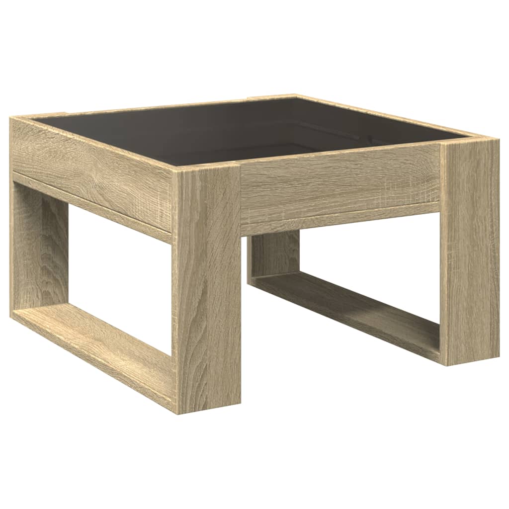 Coffee Table with Infinity LED Sonoma Oak 50x53x30 cm