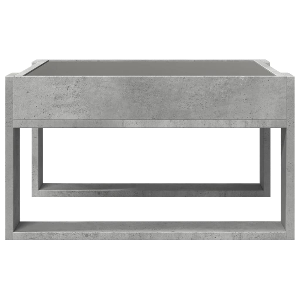 Coffee Table with Infinity LED Concrete Grey 50x53x30 cm
