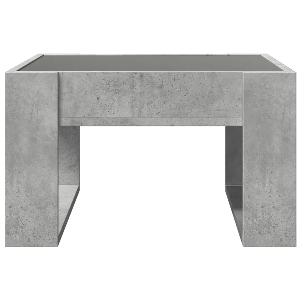 Coffee Table with Infinity LED Concrete Grey 50x53x30 cm