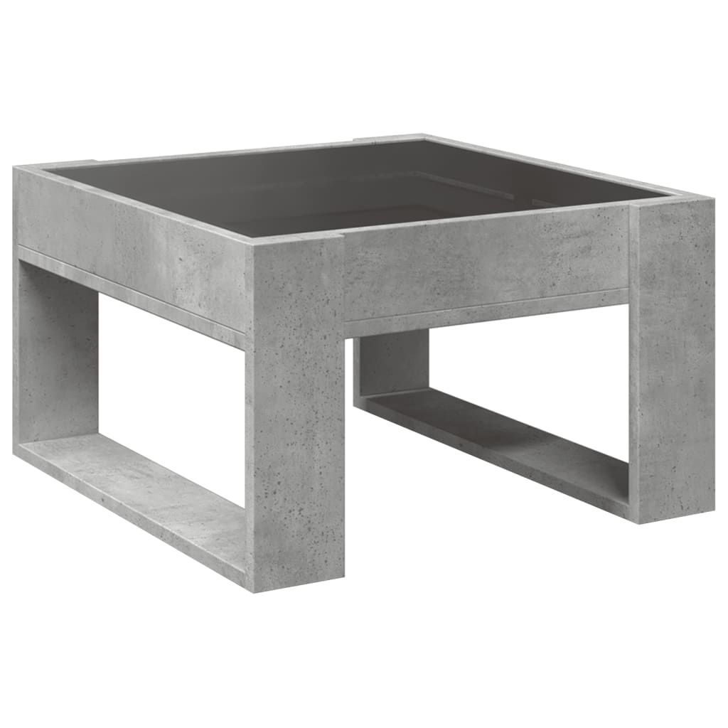 Coffee Table with Infinity LED Concrete Grey 50x53x30 cm