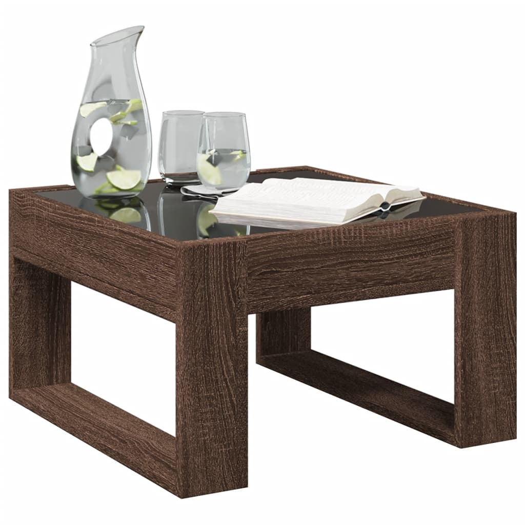 Coffee Table with Infinity LED Brown Oak 50x53x30 cm