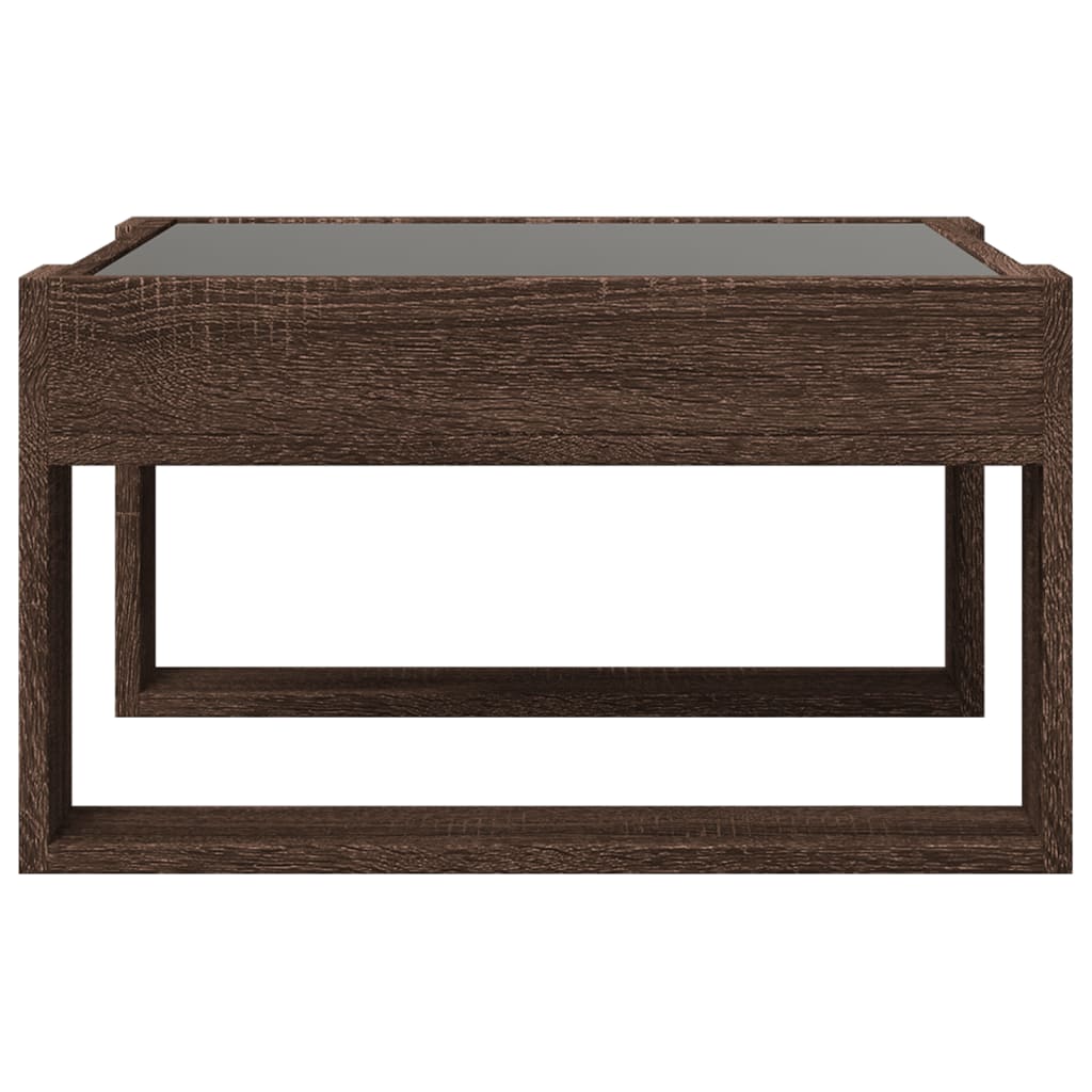 Coffee Table with Infinity LED Brown Oak 50x53x30 cm