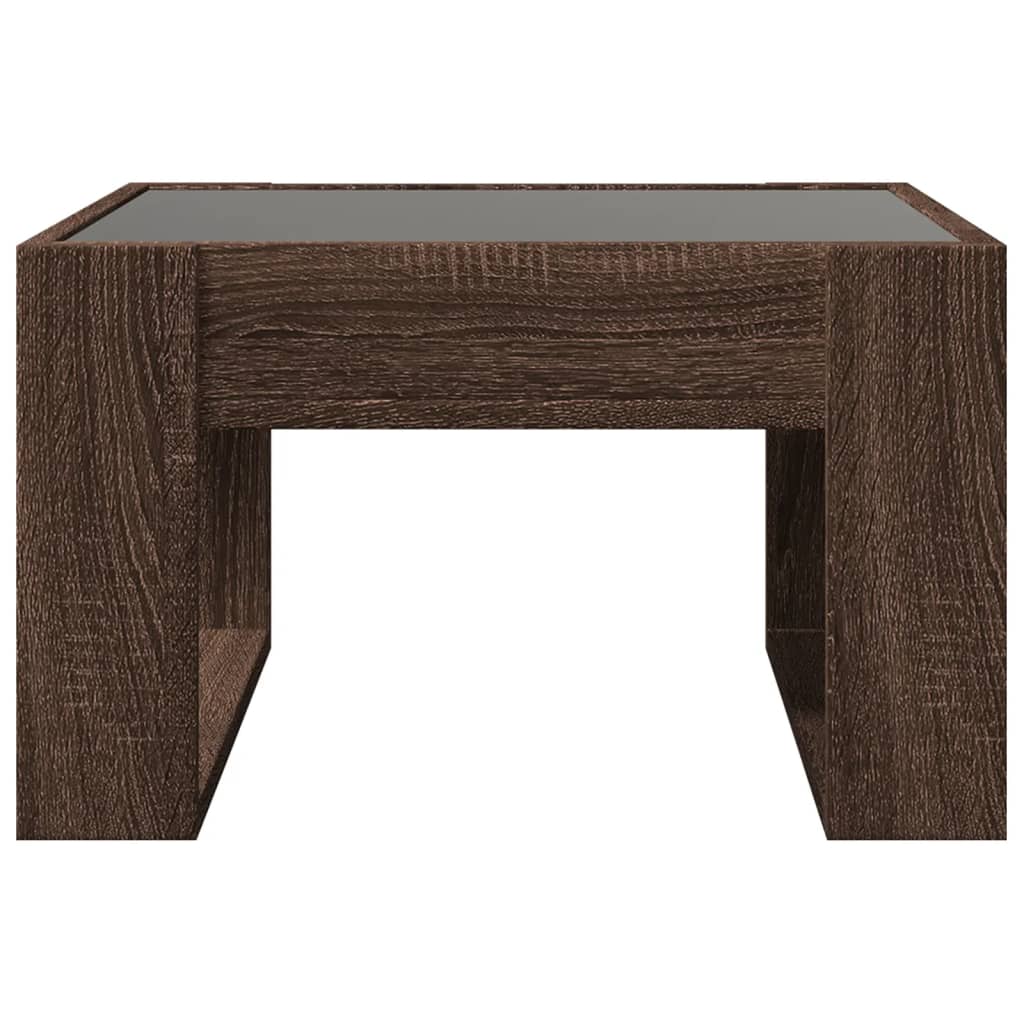 Coffee Table with Infinity LED Brown Oak 50x53x30 cm