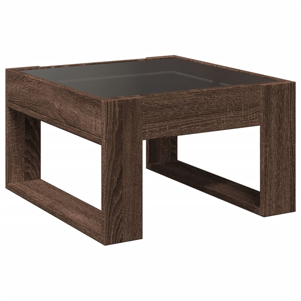 Coffee Table with Infinity LED Brown Oak 50x53x30 cm