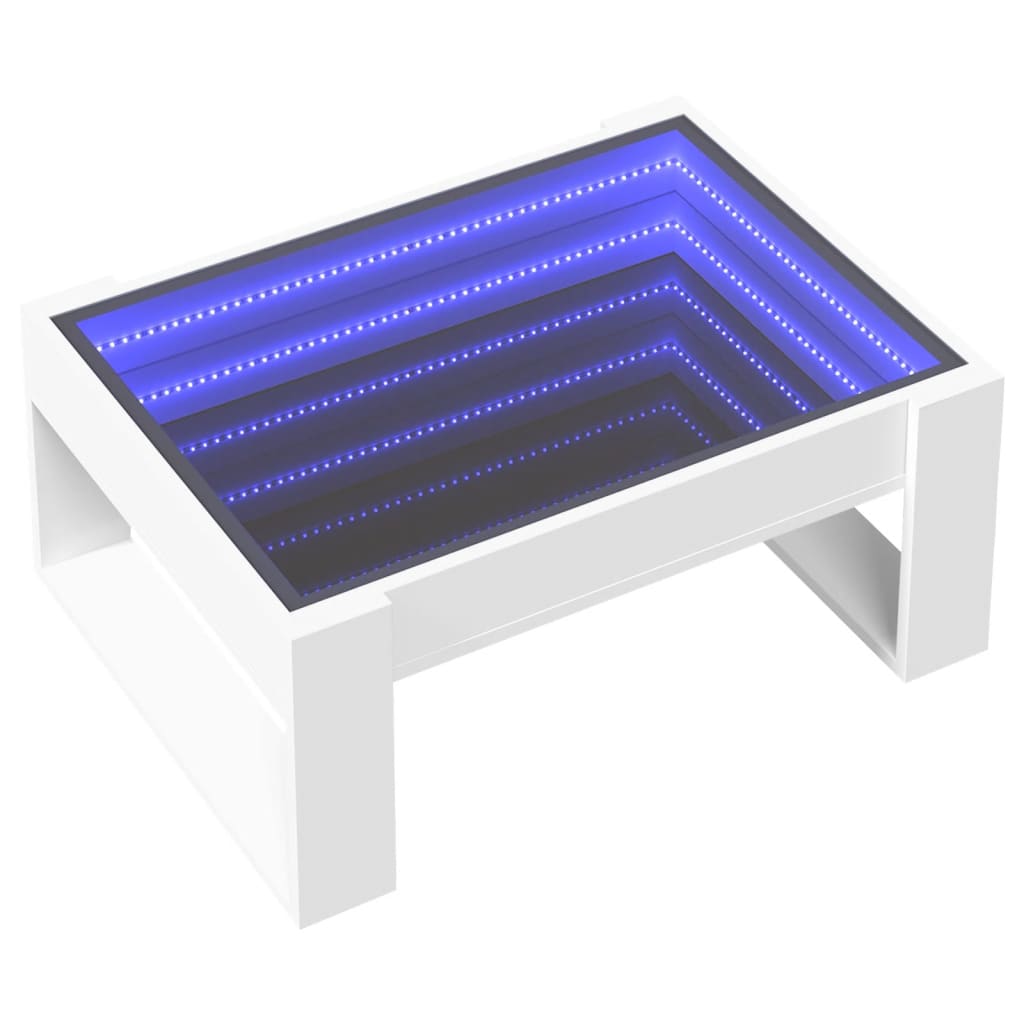 Coffee Table with Infinity LED White 70x53x30 cm