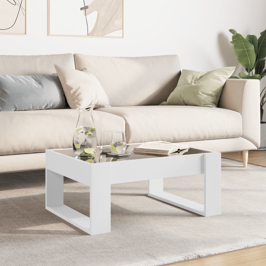 Coffee Table with Infinity LED White 70x53x30 cm