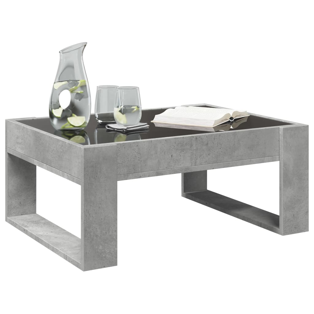Coffee Table with Infinity LED Concrete Grey 70x53x30 cm