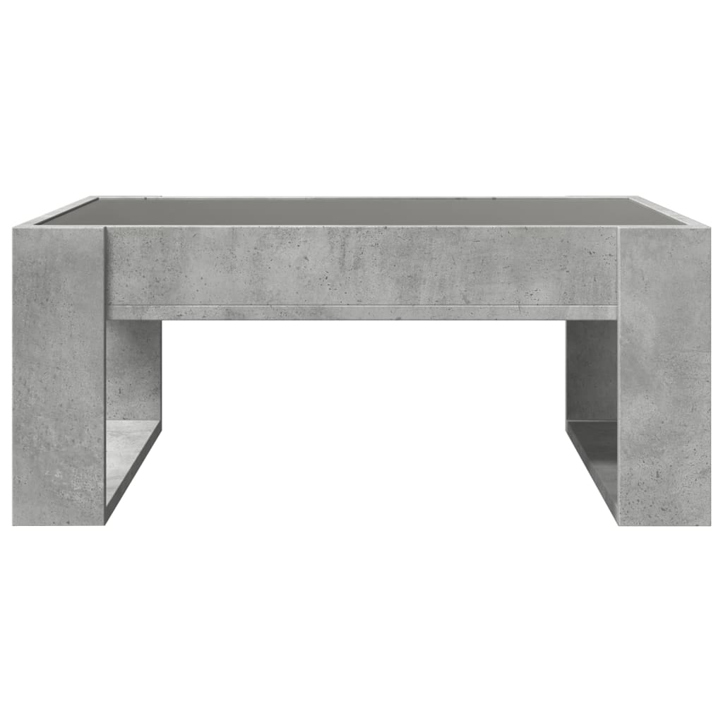 Coffee Table with Infinity LED Concrete Grey 70x53x30 cm