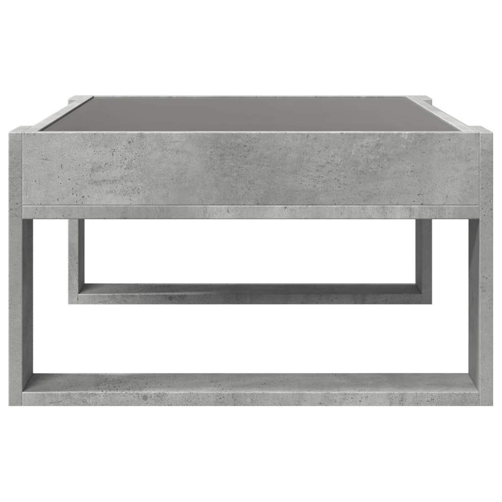 Coffee Table with Infinity LED Concrete Grey 70x53x30 cm