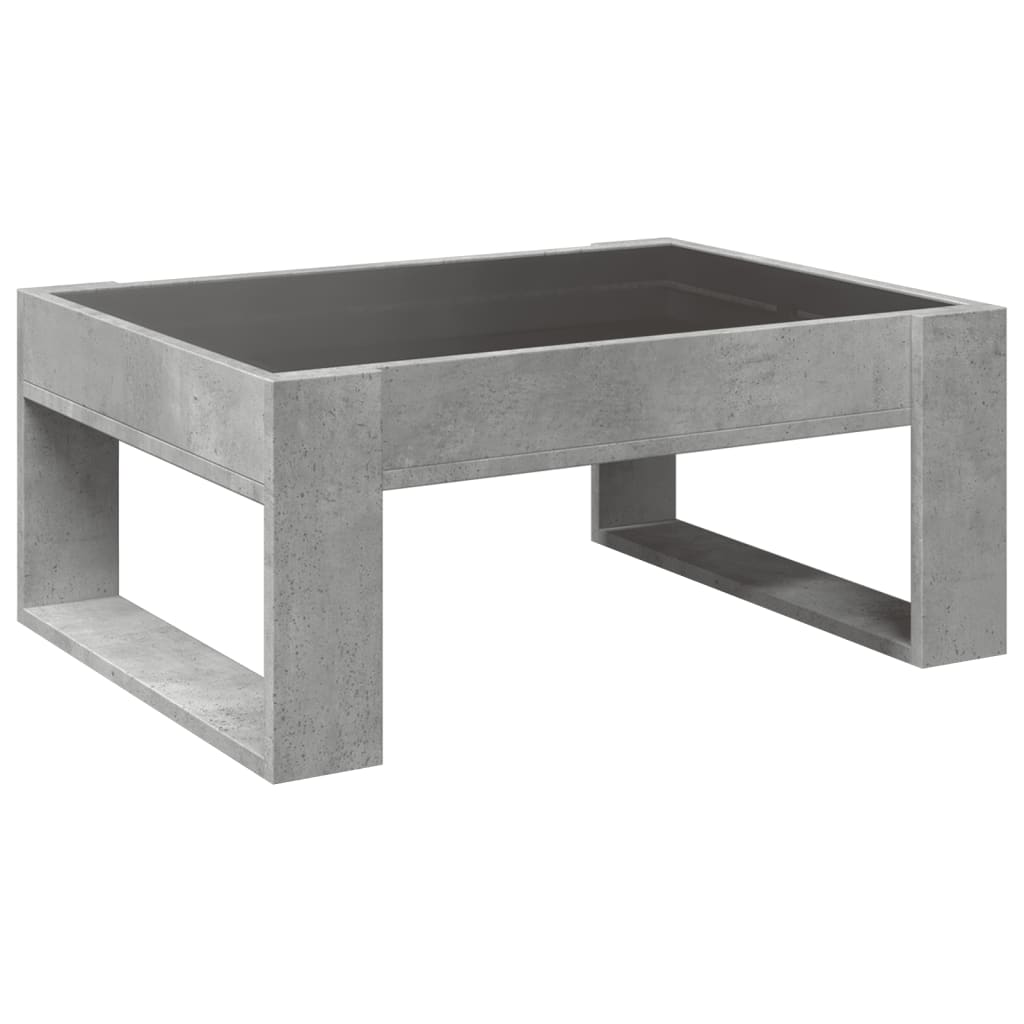 Coffee Table with Infinity LED Concrete Grey 70x53x30 cm