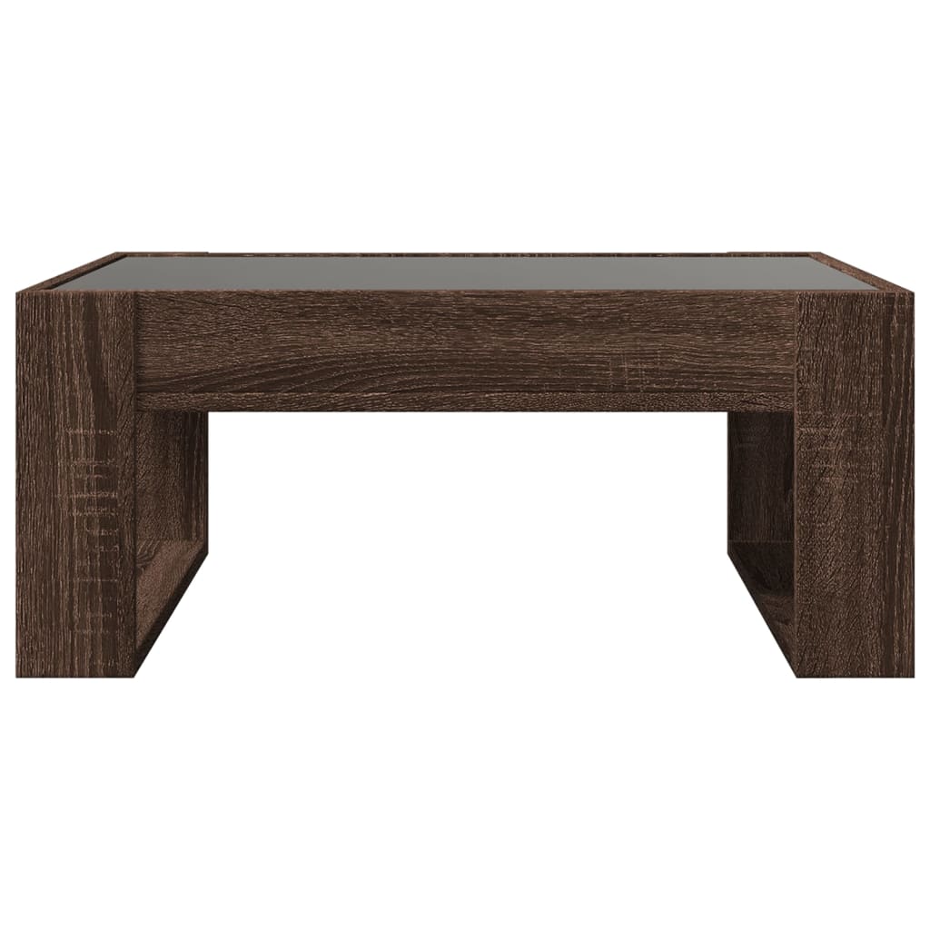 Coffee Table with Infinity LED Brown Oak 70x53x30 cm