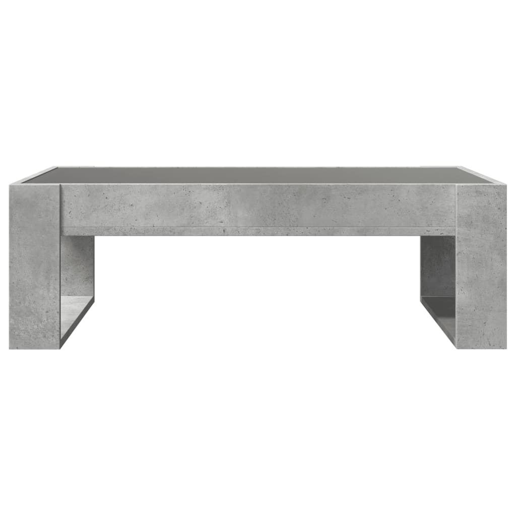 Coffee Table with Infinity LED Concrete Grey 90x53x30 cm