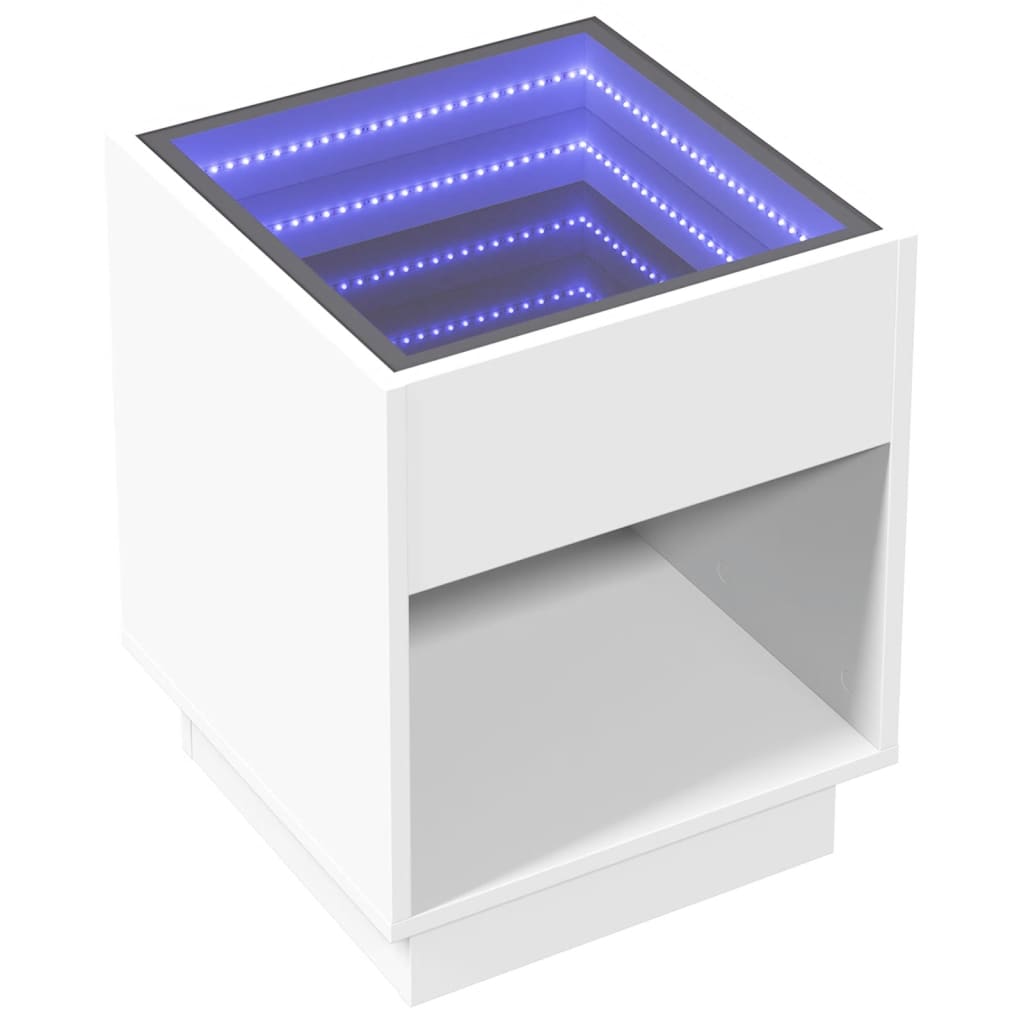 Coffee Table with Infinity LED White 40x40x50 cm