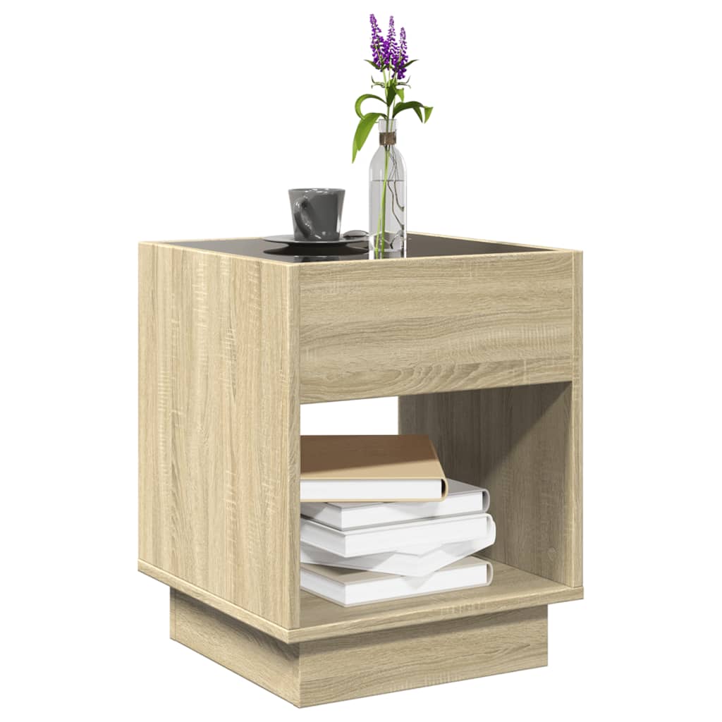 Coffee Table with Infinity LED Sonoma Oak 40x40x50 cm