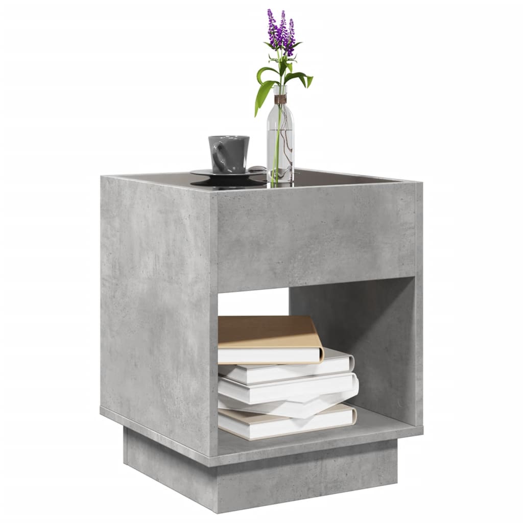 Coffee Table with Infinity LED Concrete Grey 40x40x50 cm