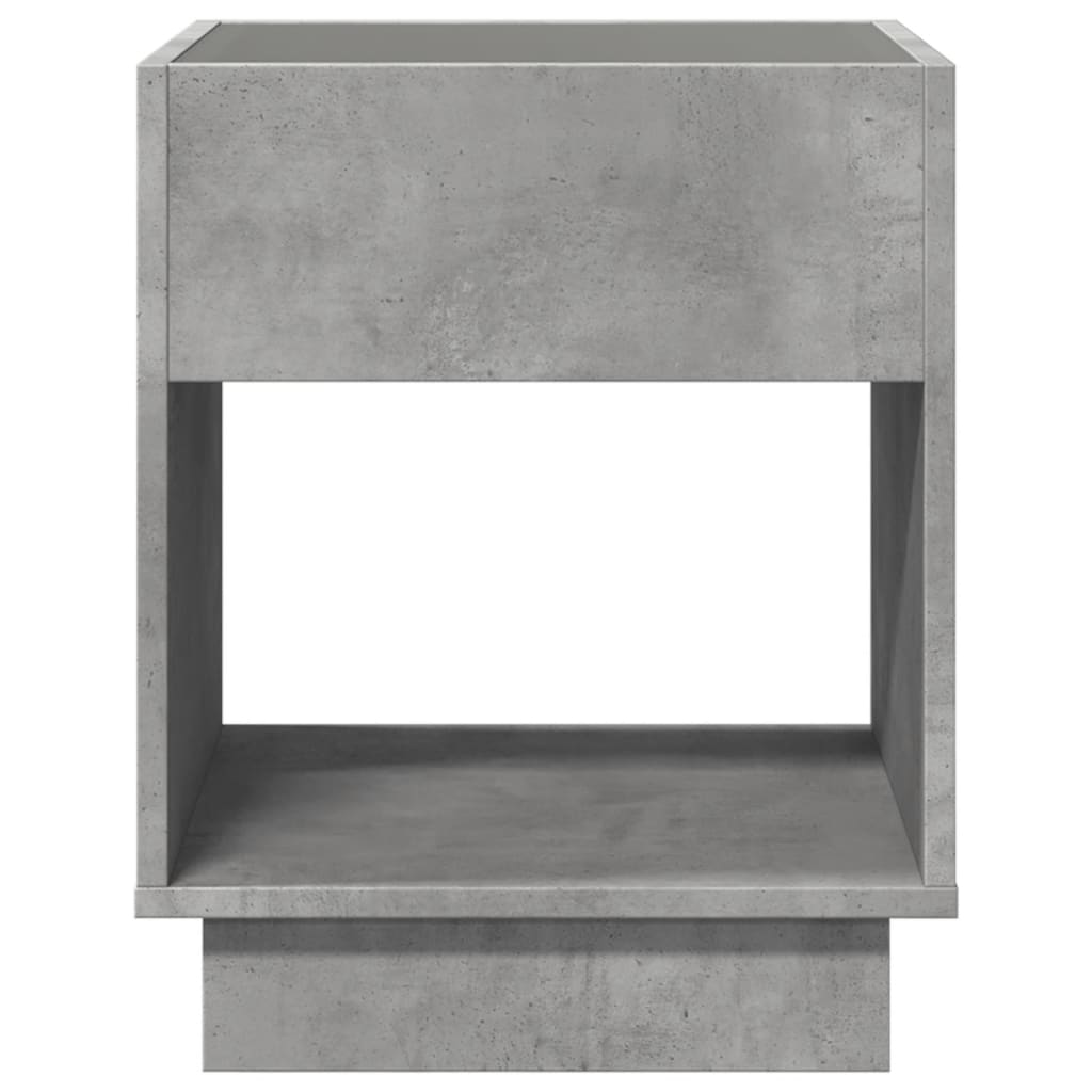 Coffee Table with Infinity LED Concrete Grey 40x40x50 cm